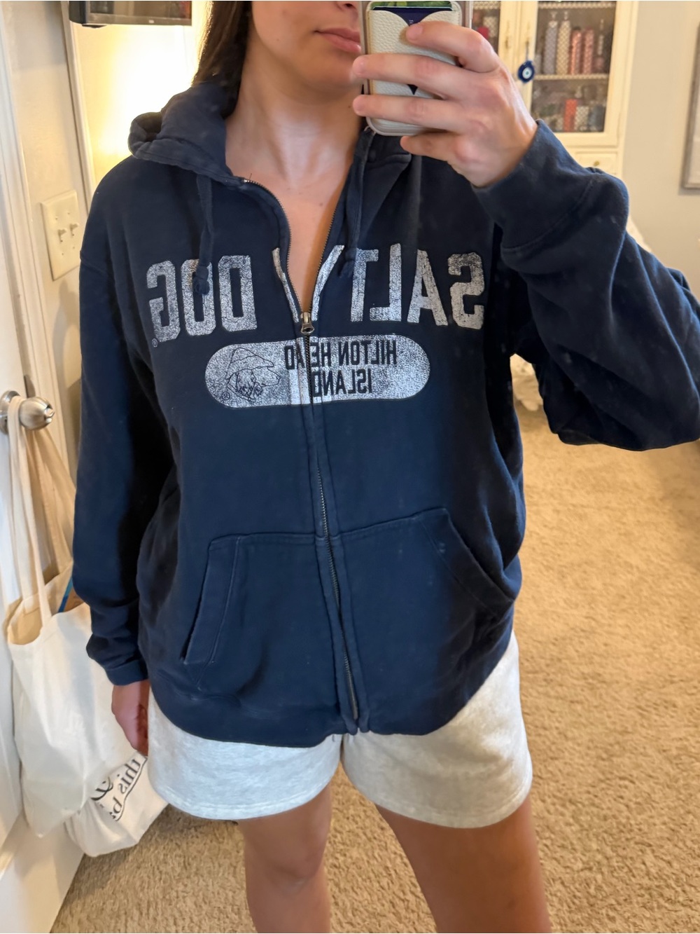 Gear For Sports Navy Zip-Up Hoodie with Faded White Print